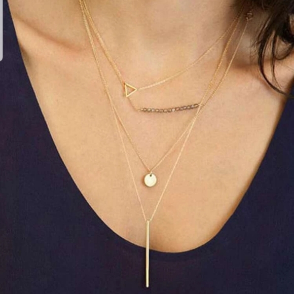 Nikkiwallflower Jewelry - *Ginnie* Layered Triangle Bar Necklace
